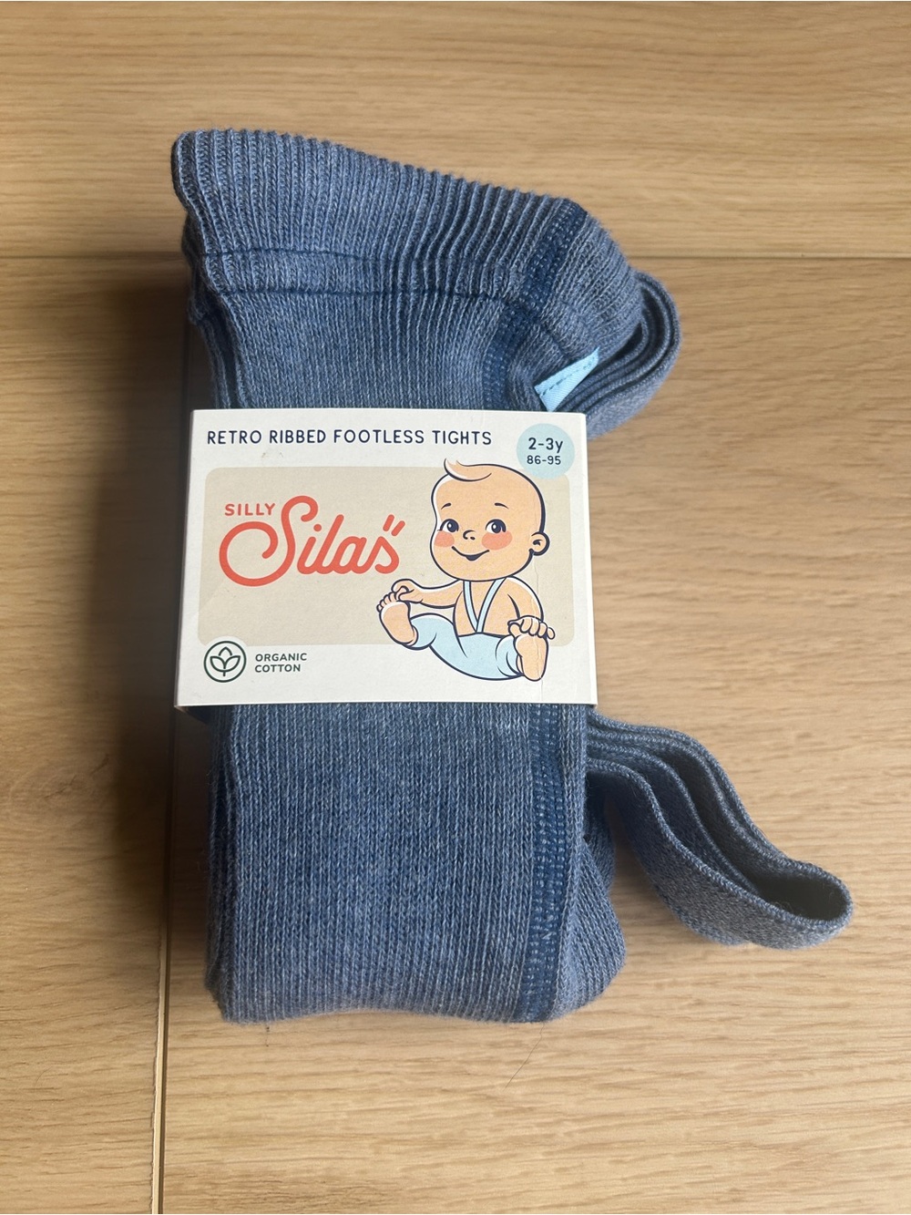 Kids Retro Ribbed Footless Tights - Blue